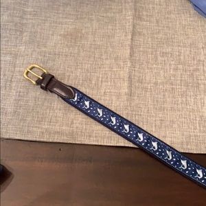 Boys vineyard vine belt blue with Sailfish pattern